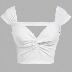 Twist Front Open Back Crop Top